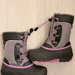 Gray and Pink Winter Boots